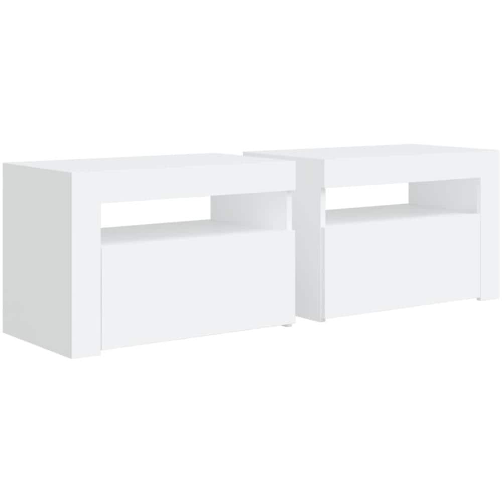 Comodini 2 pz con LED Bianchi 60x35x40 cm - Foto 2