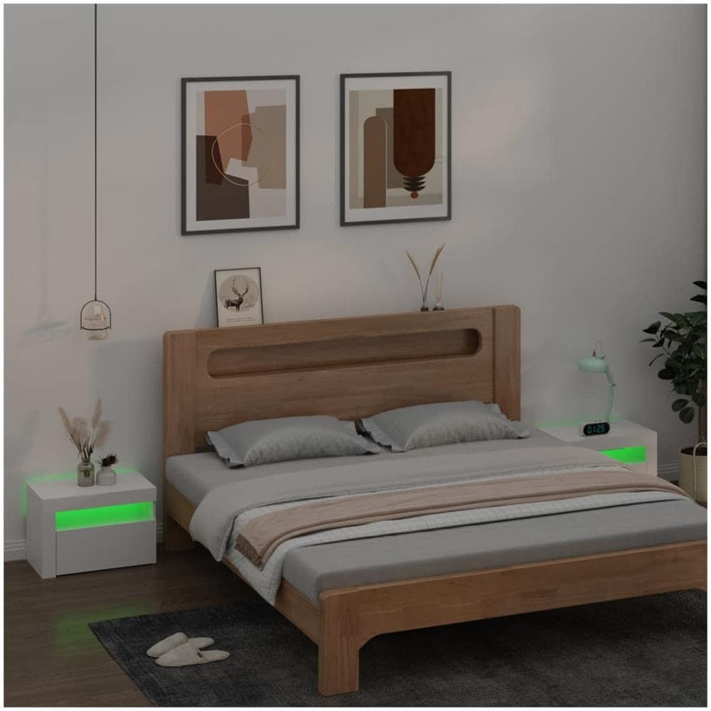 Comodini 2 pz con LED Bianchi 60x35x40 cm - Foto 7