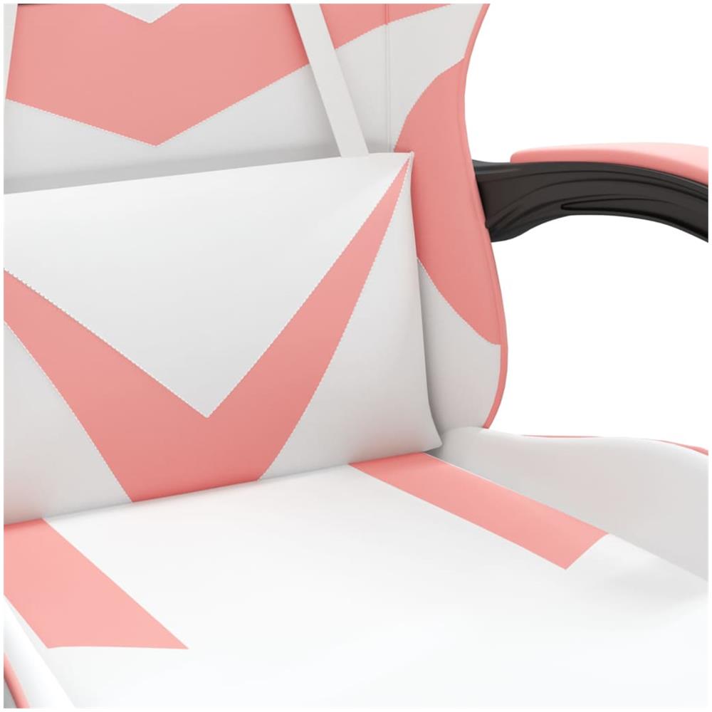 Sedia da Gaming Girevole Poggiapiedi Bianca e Rosa Similpelle - Foto 2