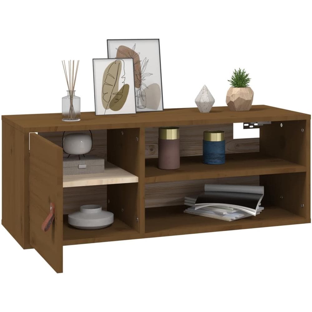 Pensili 2 Pz Marrone Miele 80x30x30cm In Legno Massello Di Pino - Foto 2