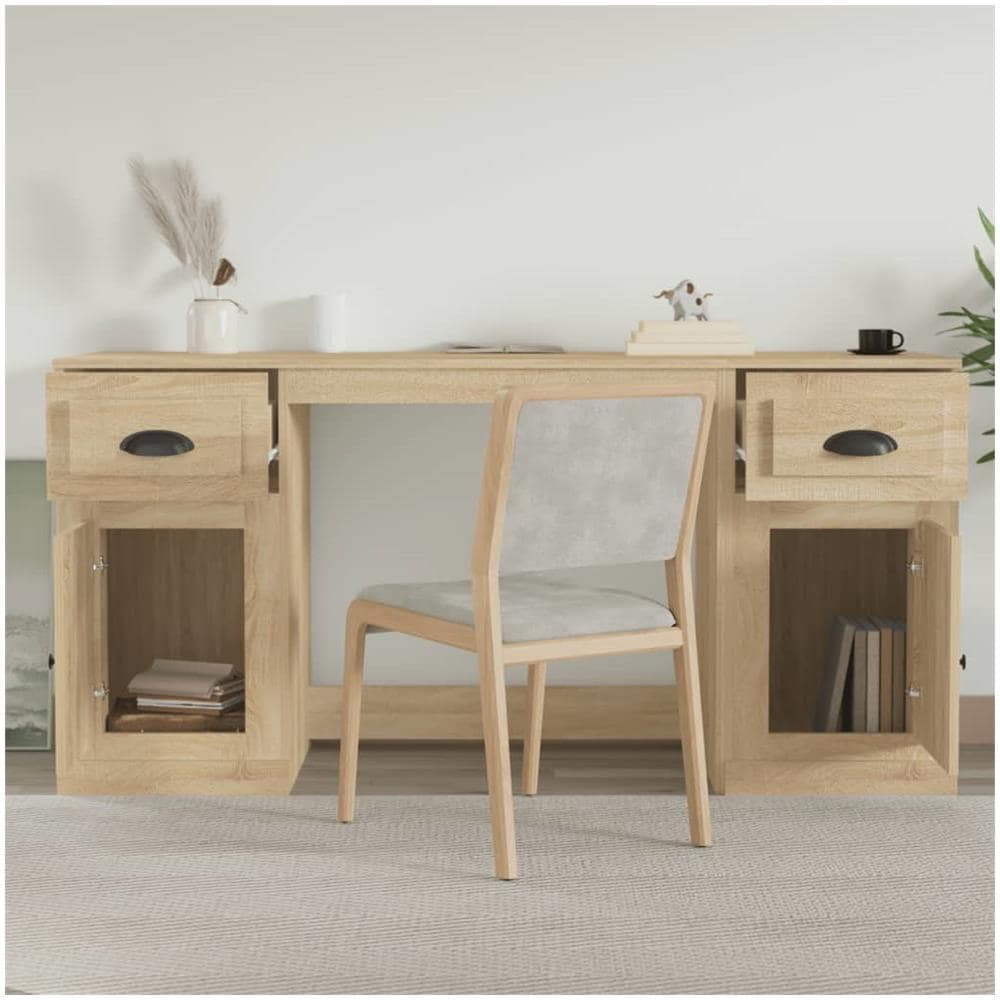 Scrivania Con Armadietto Rovere Sonoma In Legno Multistrato - Foto 3