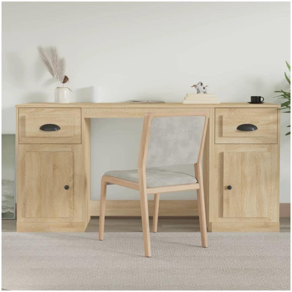 Scrivania Con Armadietto Rovere Sonoma In Legno Multistrato - Foto 1