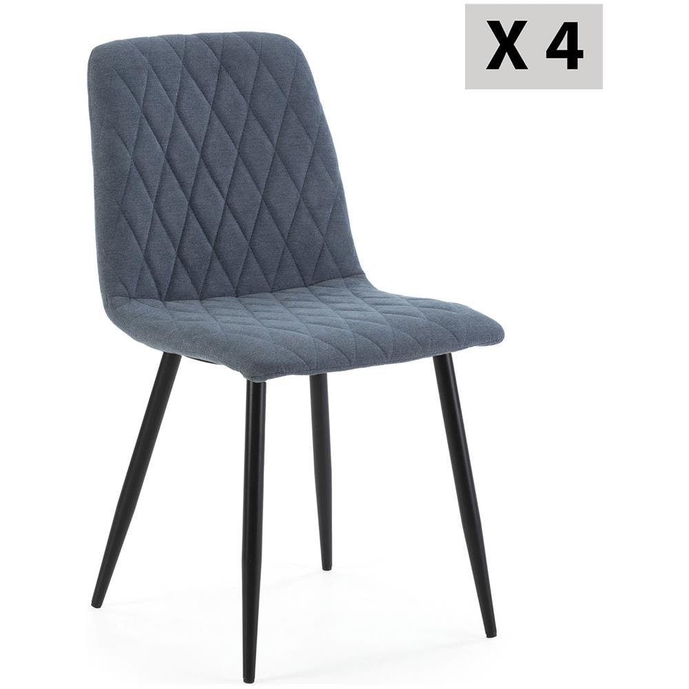 Pack 4 Sedie Abril Rivestite In Tessuto Blu - Foto 1