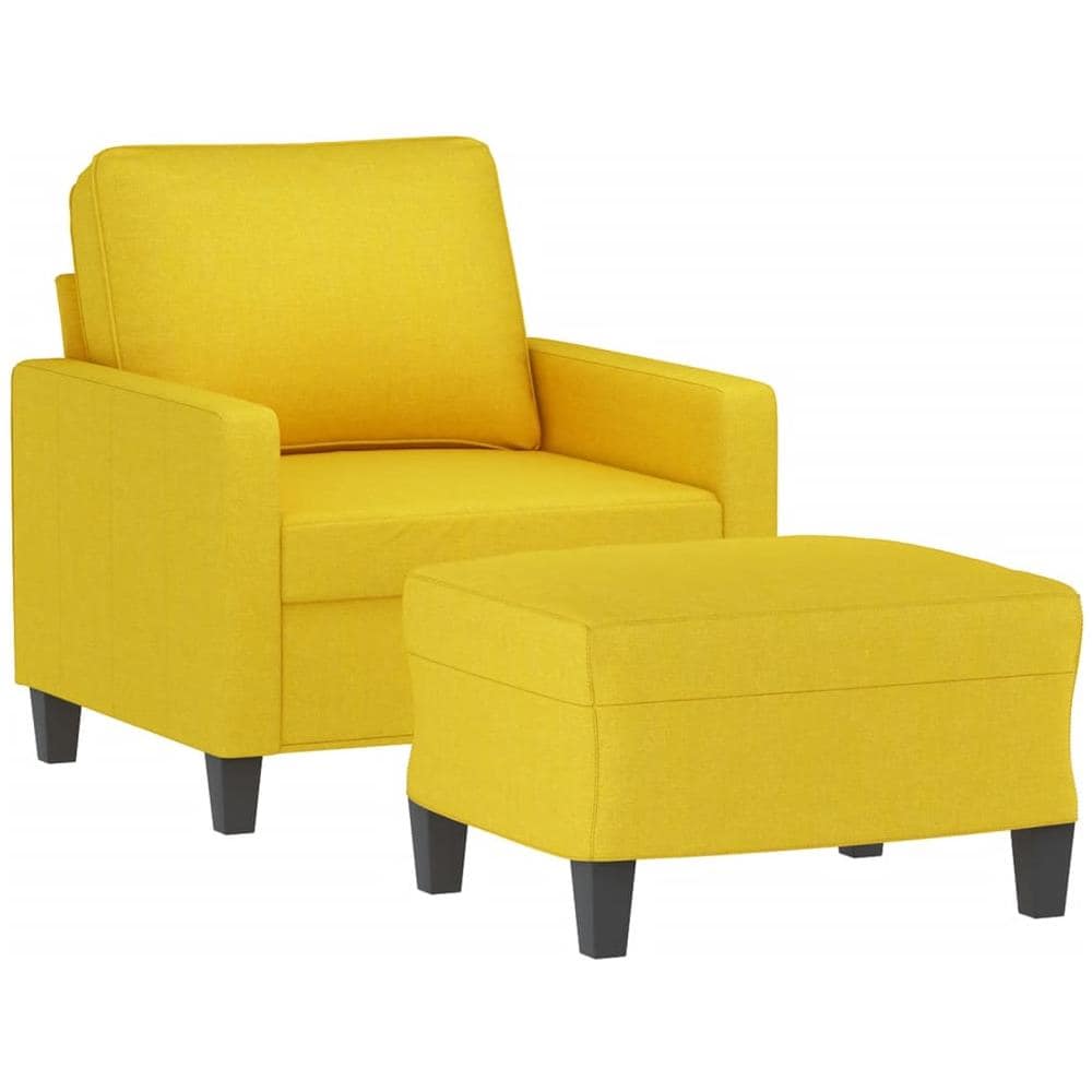 Poltrona Con Poggiapiedi Giallo Chiaro 60 Cm In Tessuto - Foto 1