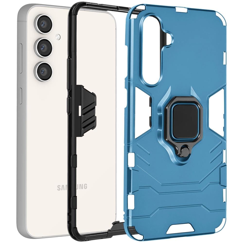 Cover Per Samsung Galaxy S23 Fe Con Anello Supporto Collezione Ring Celeste - Foto 5