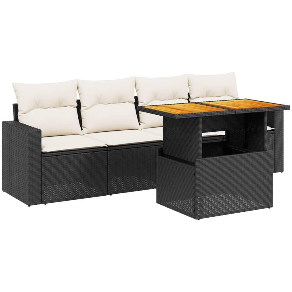 Set Divani da Giardino 5 pz con Cuscini in Polyrattan Nero - Foto 1