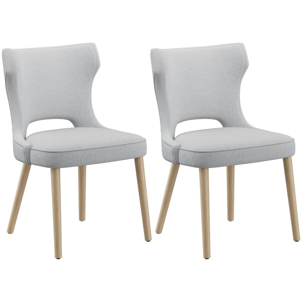 Set di 2 Sedie da Pranzo - Sedie Imbottite con Schienale Alto Stile Club, per Sala da Pranzo, Cucina e Soggiorno, Grigio Chiaro - Foto 1