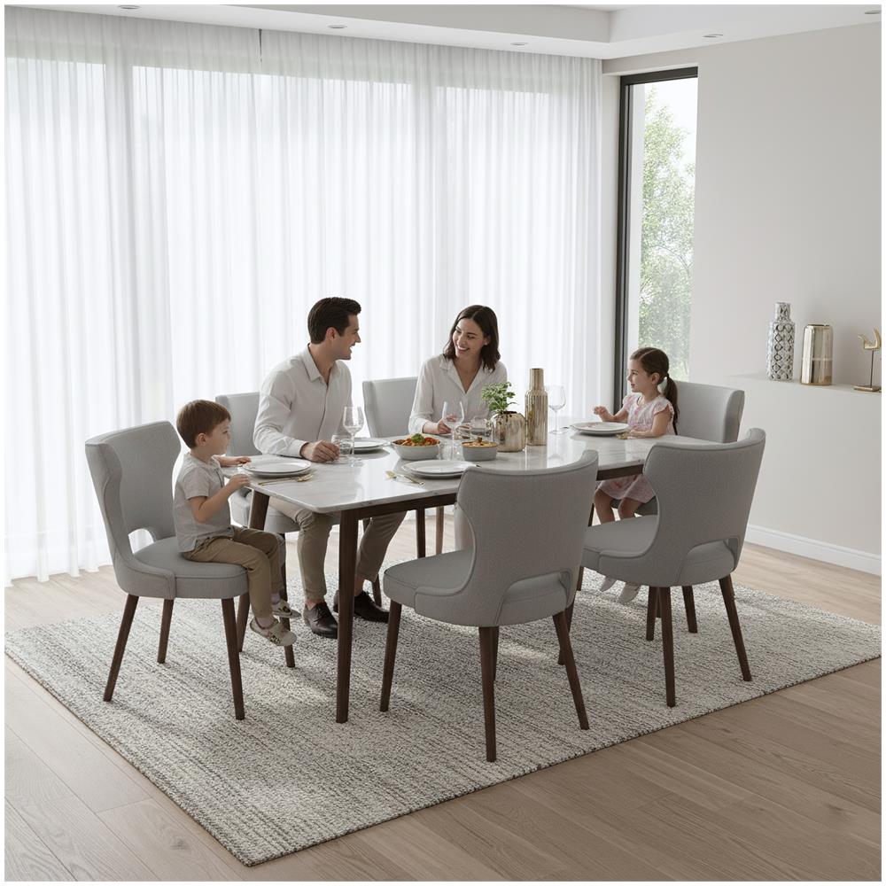 Set di 2 Sedie da Pranzo - Sedie Imbottite con Schienale Alto Stile Club, per Sala da Pranzo, Cucina e Soggiorno, Grigio Chiaro - Foto 8