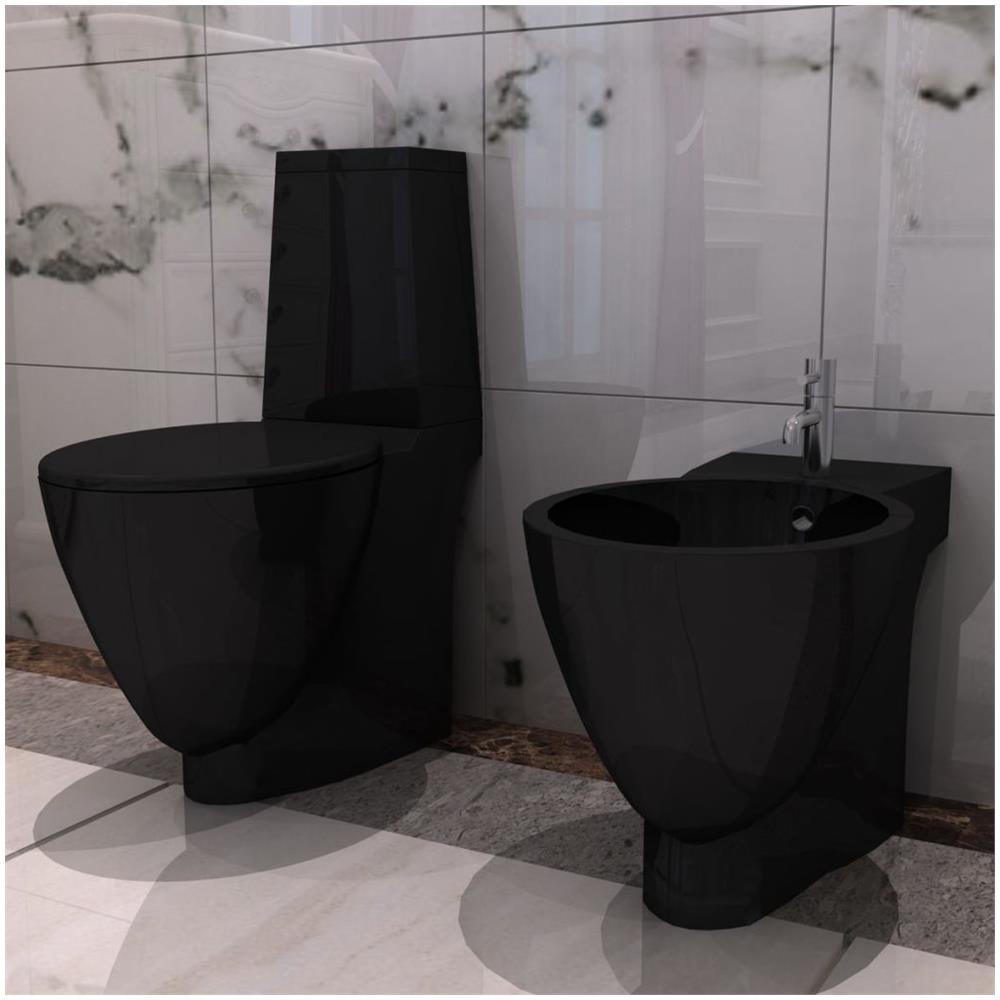 Set Toilette E Bidè In Ceramica Nero - Foto 2