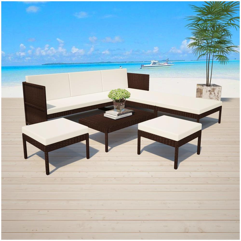 Set Divani Da Giardino 15 Pz In Polirattan Modulare Marrone - Foto 2