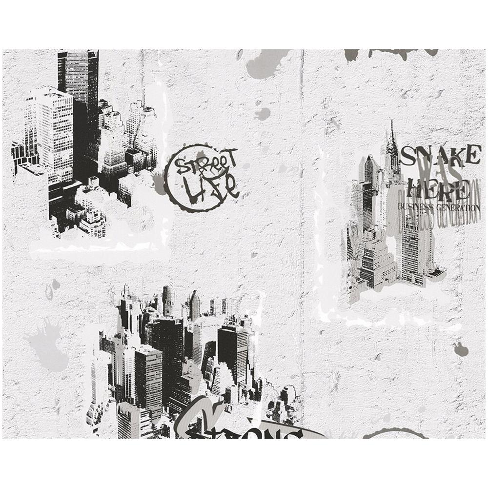 A. s. Crã©ation 6840-11 - Carta Da Parati, Collezioni Streetlife, Colore: Bianco / grigio / nero - Foto 1