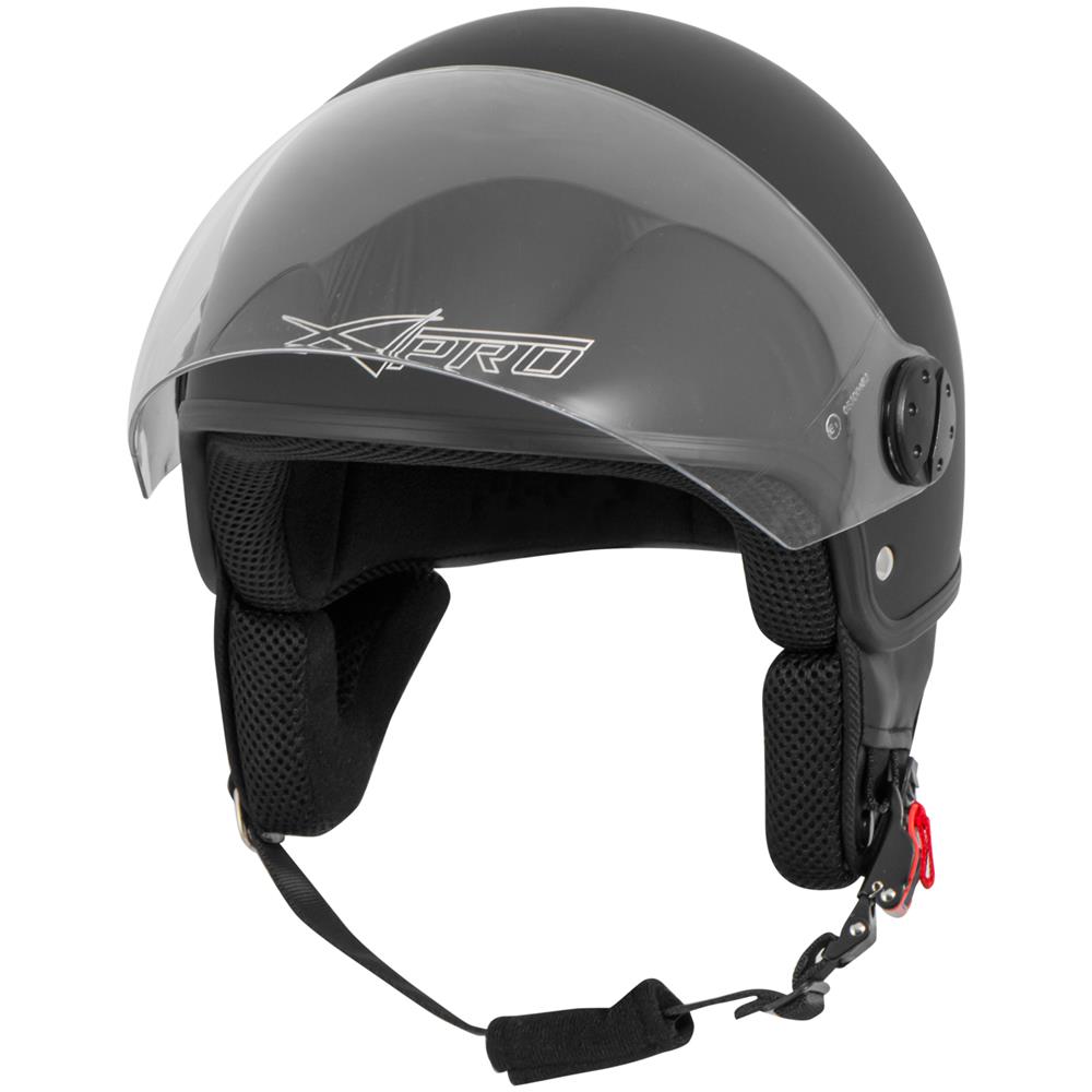 Casco Jet Demi Scooter Moto Omologato Ece 22 Visiera Antigraffio Nero Opaco L - Foto 5