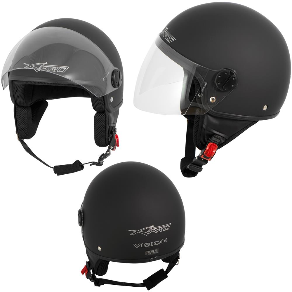 Casco Jet Demi Scooter Moto Omologato Ece 22 Visiera Antigraffio Nero Opaco L - Foto 1