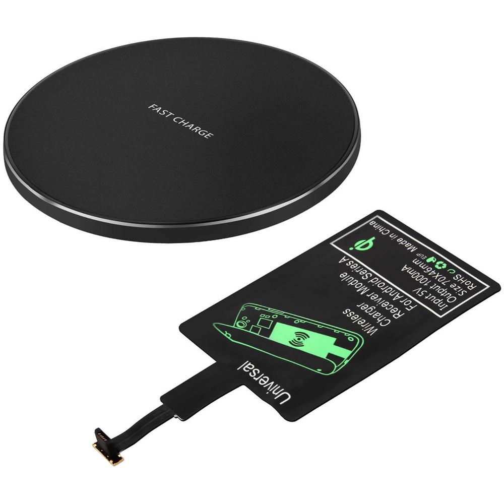 Pack Carica Qi E Connettore Di Trasformazione Micro Usb Ricarica Wireless Nero - Foto 1