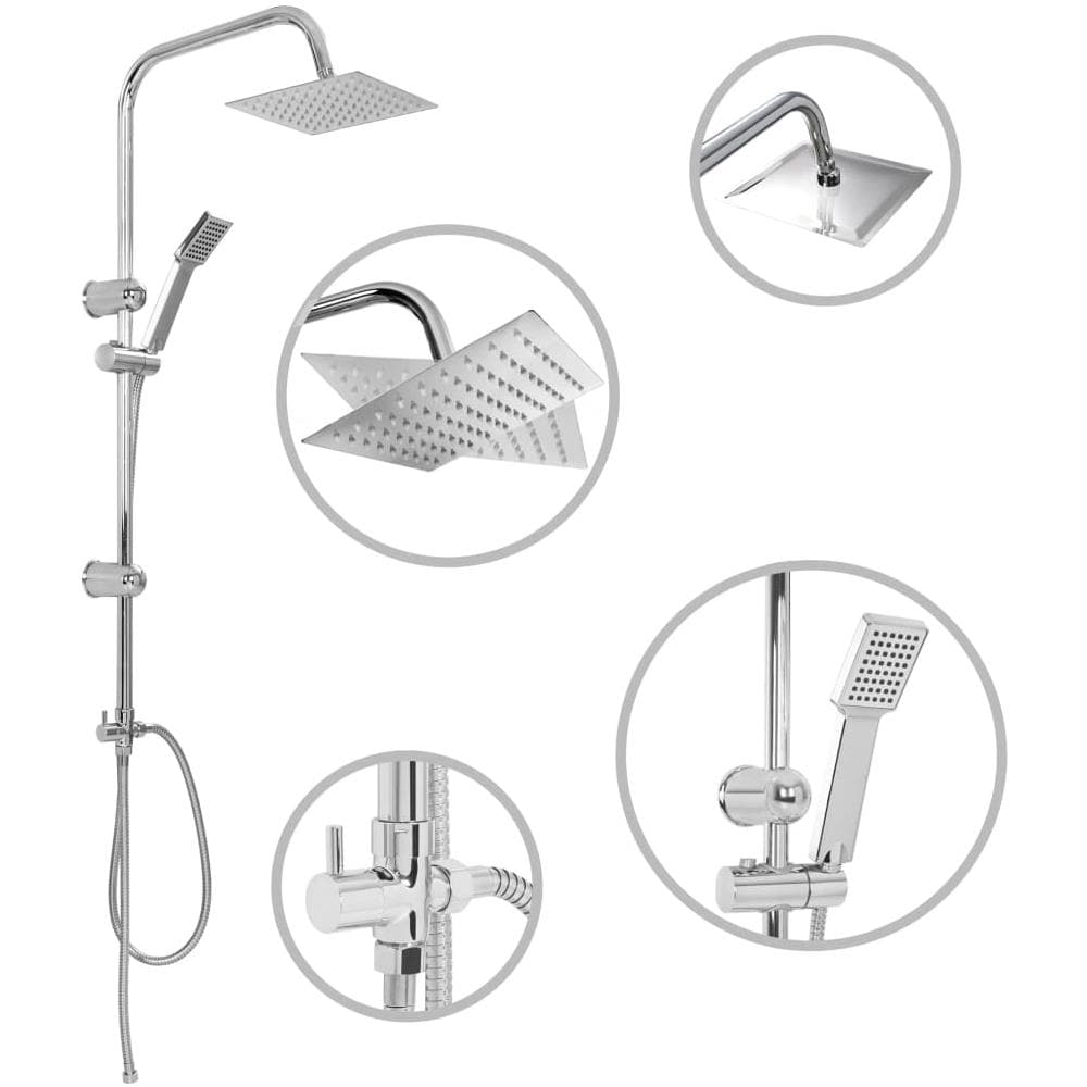 Set Per Doccia A Doppio Soffione Con Doccetta Acciaio Inox - Foto 1