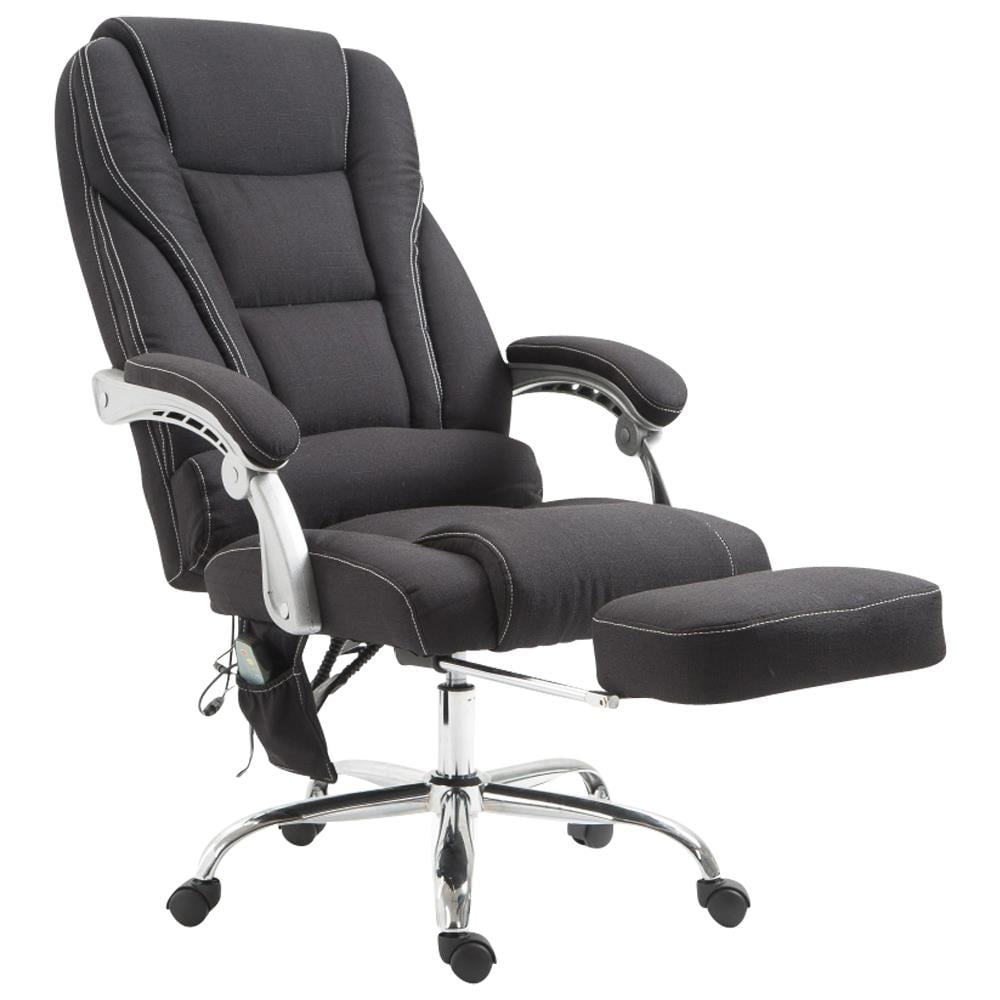 Sedia Ufficio Massaggiante Pacific in Stoffa I Poltrona Relax con Poggiapiedi I Sedia Studio Ergonomica Regolabile con Funzione Massaggio Nero - Foto 2