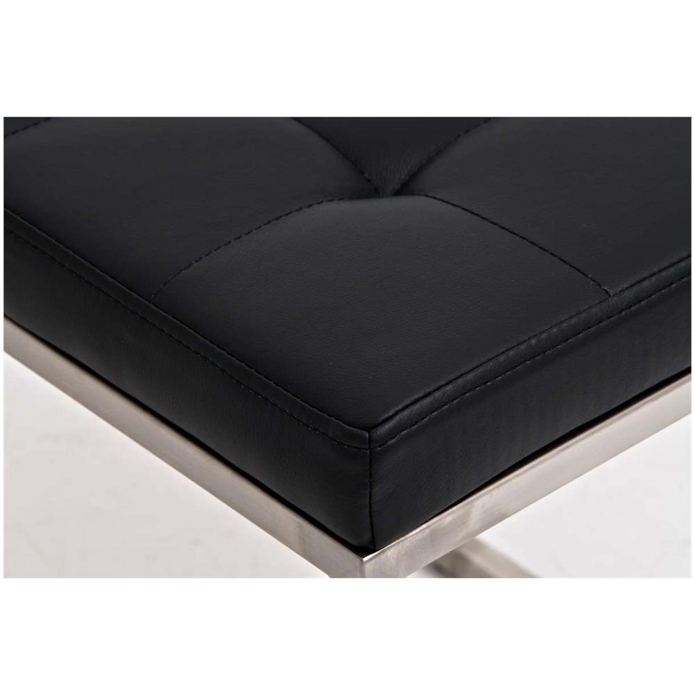 Sgabello Poggiapiedi Barci in Similpelle I Panchetto Capitonné Imbottito I Poggiapiedi Salotto Elegante I Sgabello Basso Trapunto Alt. 48 CM Nero - Foto 2
