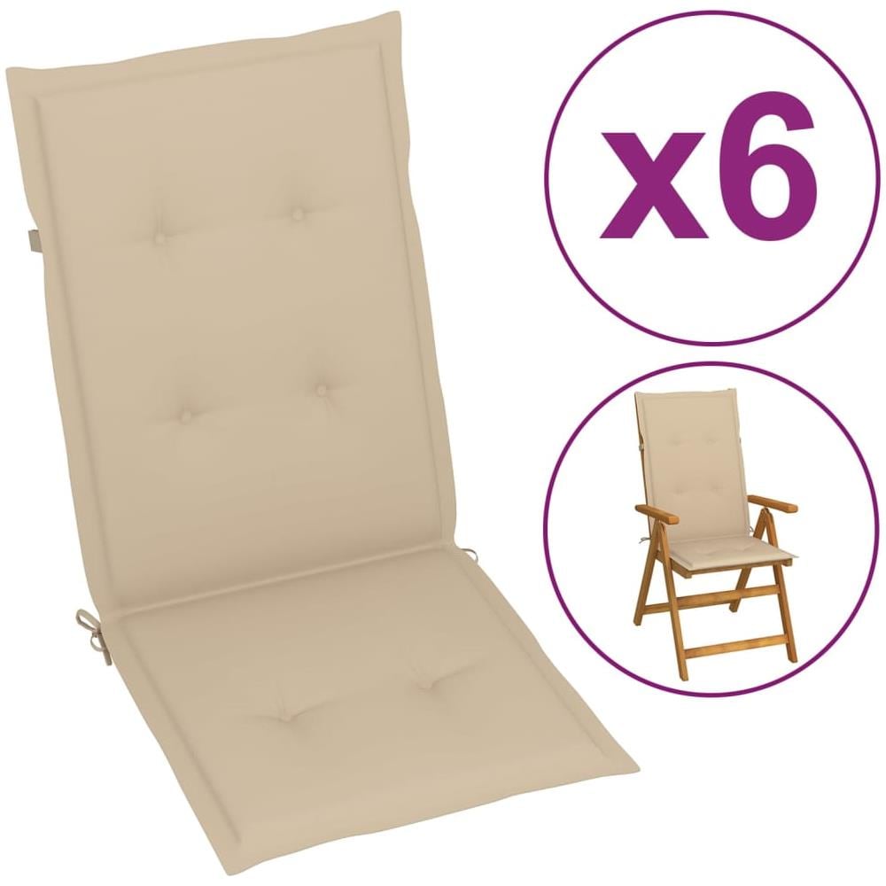Cuscini Per Sedie Da Giardino 6 Pz Beige 120x50x4 Cm - Foto 1