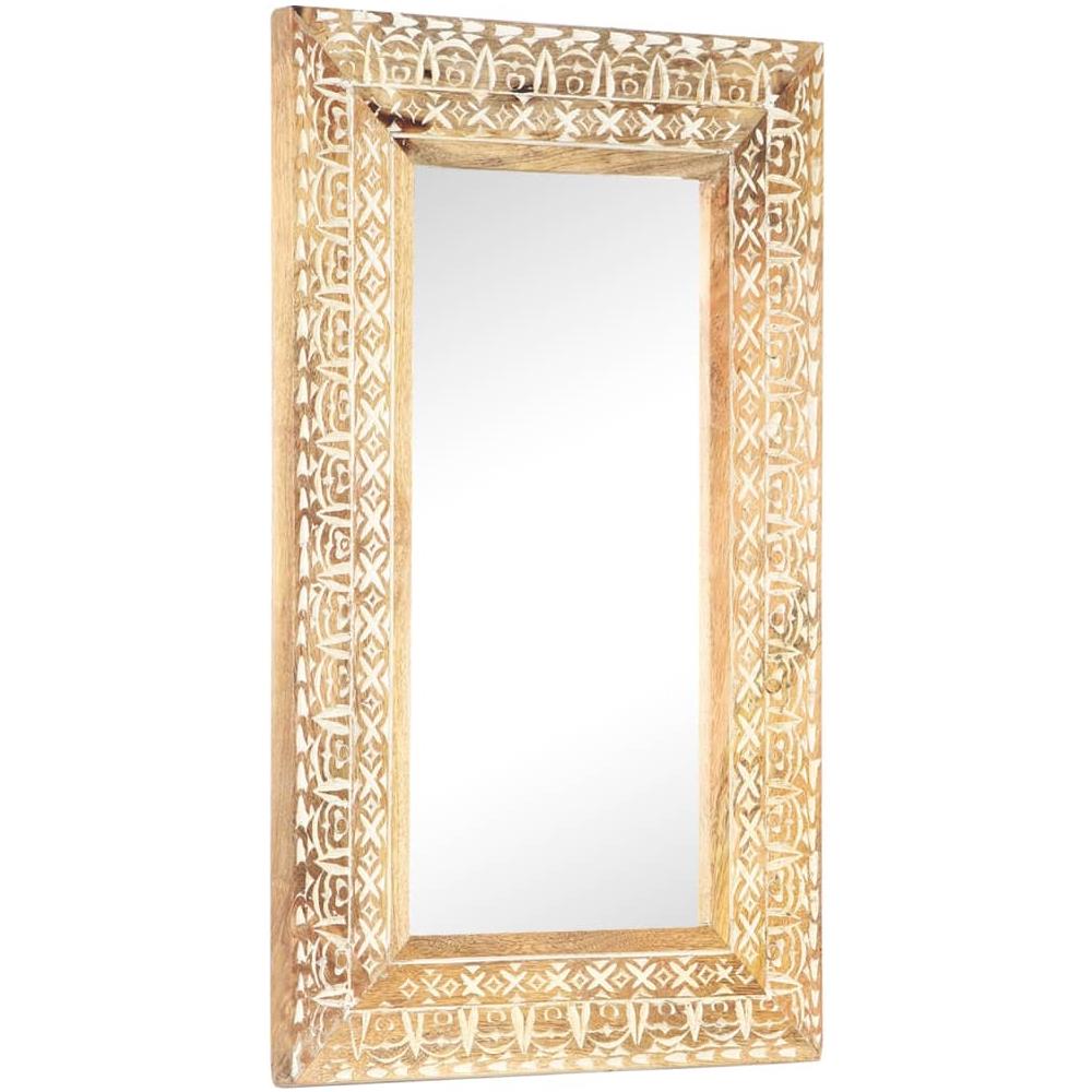 Specchio Intagliato a Mano 80x50x2,6 cm in Massello di Mango - Foto 1