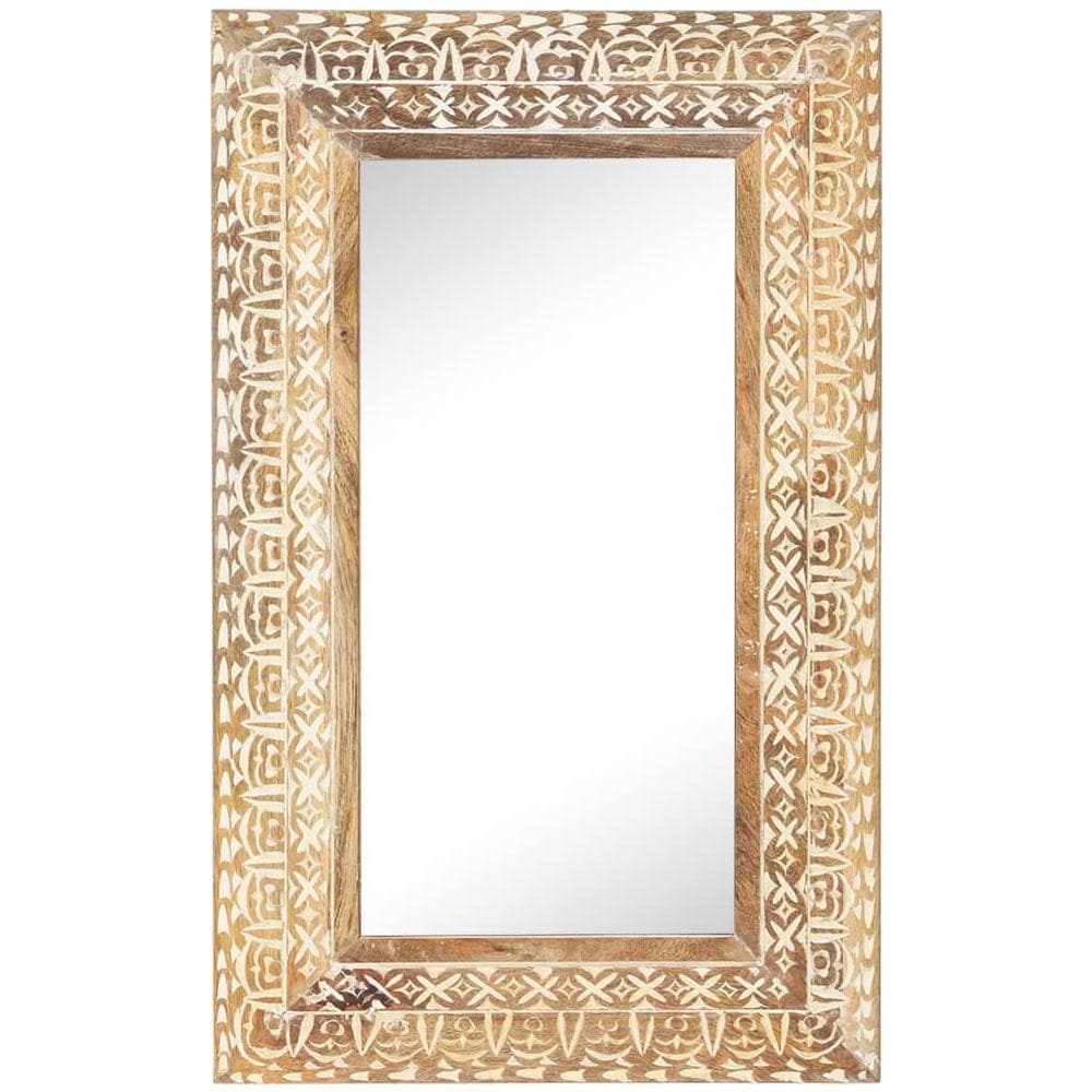 Specchio Intagliato a Mano 80x50x2,6 cm in Massello di Mango - Foto 3