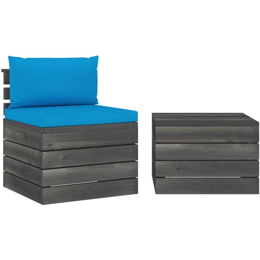 Set Divani da Giardino su Pallet 2 pz con Cuscini Massello Pino - Foto 1