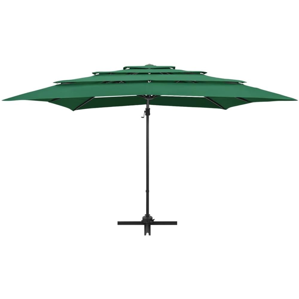 Ombrellone a 4 Livelli con Palo in Alluminio Verde 250x250 cm - Foto 2