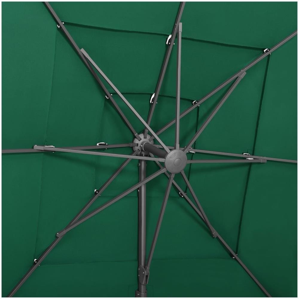 Ombrellone a 4 Livelli con Palo in Alluminio Verde 250x250 cm - Foto 3
