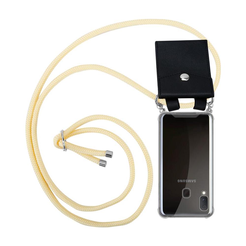 Catena Di Telefoni Cellulari Compatibile Con Samsung Galaxy A20e In Crema Beige - Coperchio Protettivo In Silicone Con Anelli D'argento, Cinturino In Corda E Custodia Staccabile - Foto 1