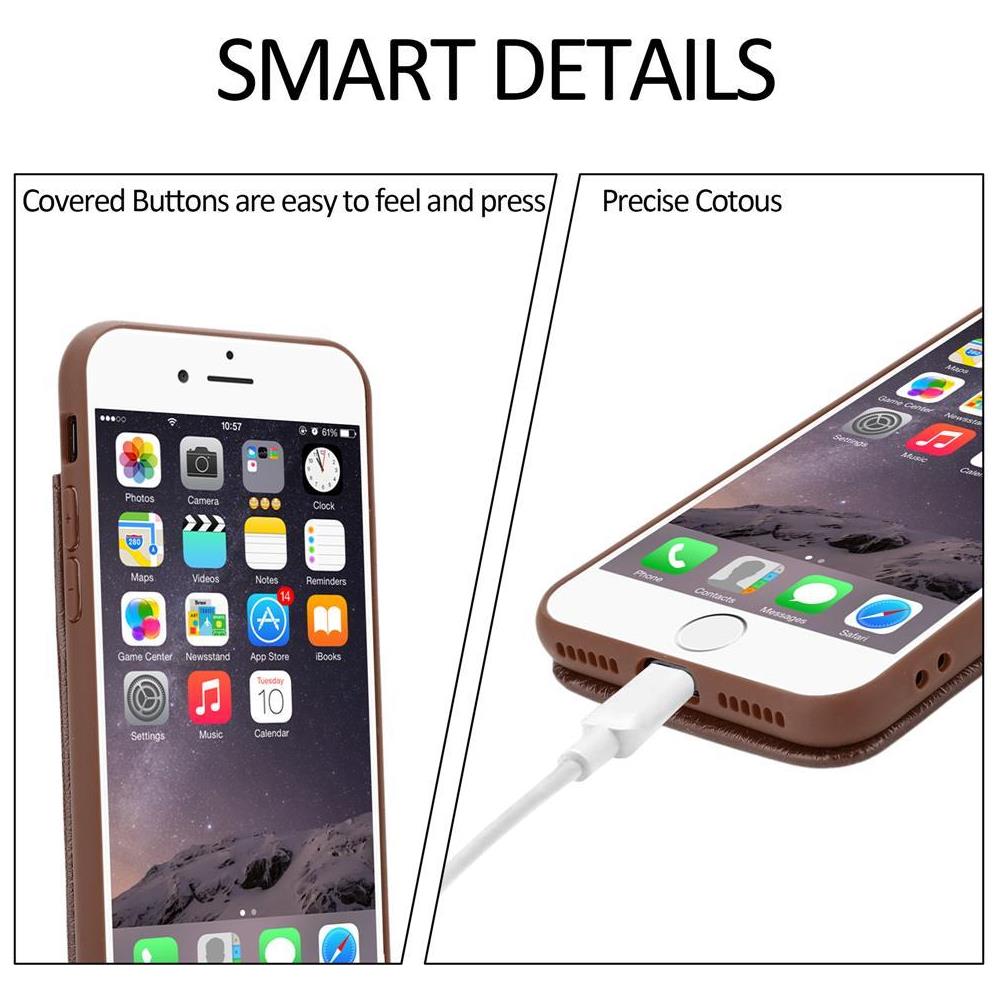 Cadorabo Custodia Compatibile Con Apple Iphone 6 Plus / Iphone 6s Plus In Marrone Rovere - Coperchio Protettivo In Silicone Tpu E Copertura In Finta Pelle, Con Scomparto E Slot Per Carte Di Credito Estraibili - Foto 8