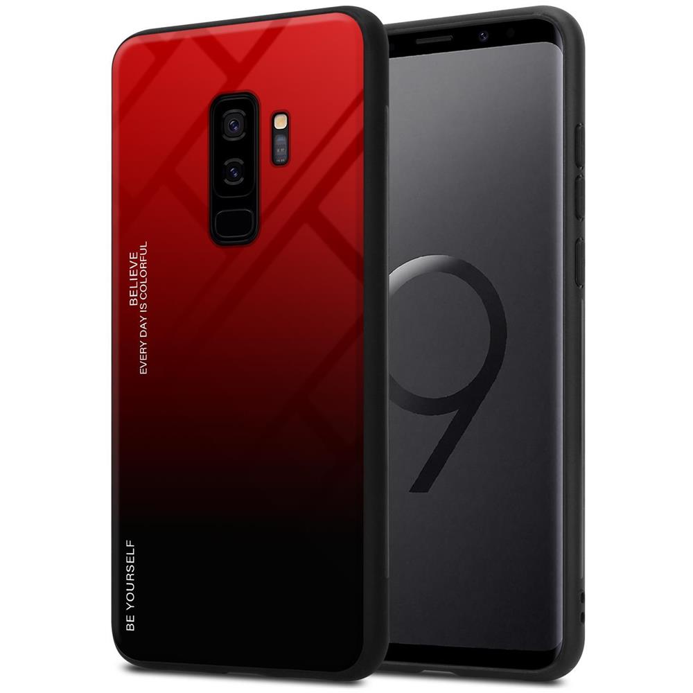 Custodia Compatibile Con Samsung Galaxy S9 Plus In Rosso - Nero - Coperchio Protettivo Bicolore In Vetro Temperato E Silicone Tpu - Foto 1