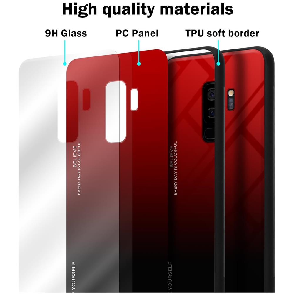 Custodia Compatibile Con Samsung Galaxy S9 Plus In Rosso - Nero - Coperchio Protettivo Bicolore In Vetro Temperato E Silicone Tpu - Foto 7
