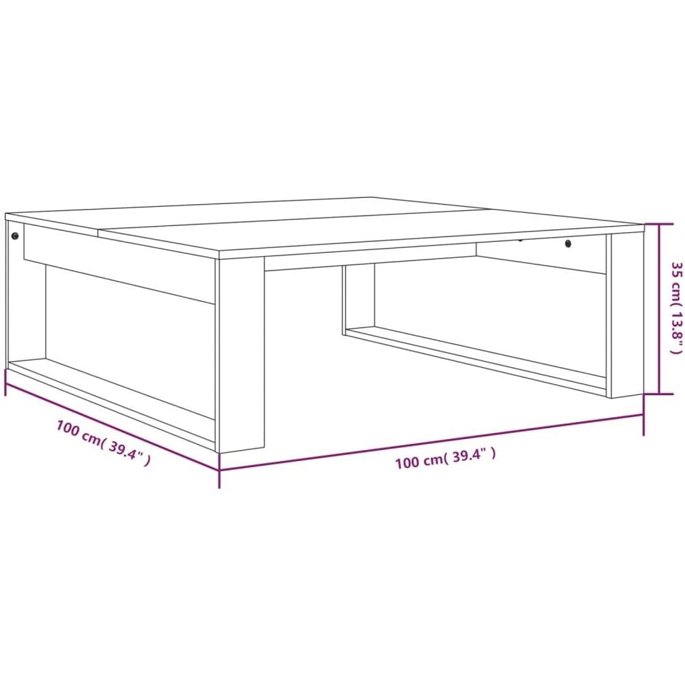 Tavolino Salotto Grigio Sonoma 100x100x35 Cm Legno Multistrato - Foto 6