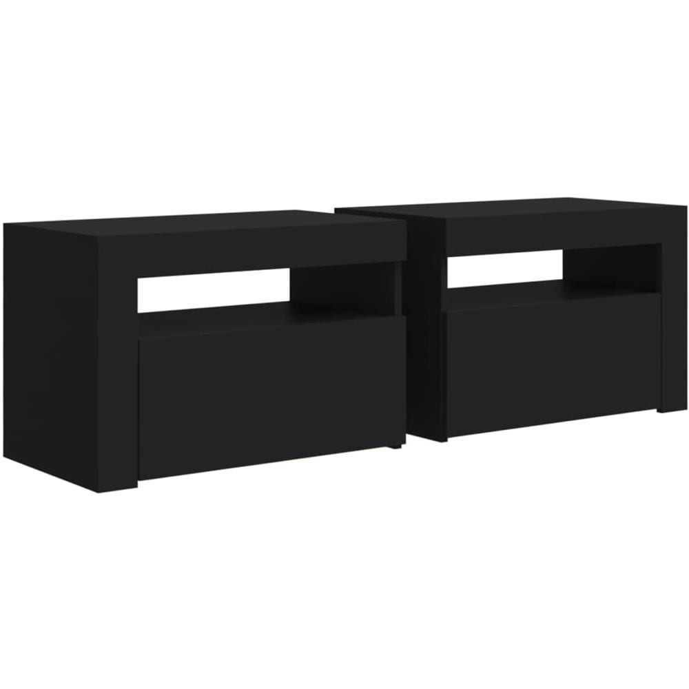 Comodini 2 pz con Luci LED Neri 60x35x40 cm - Foto 2