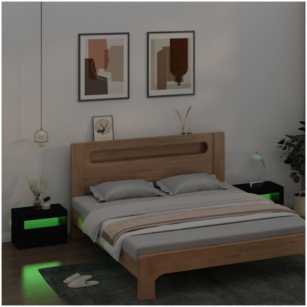 Comodini 2 pz con Luci LED Neri 60x35x40 cm - Foto 7