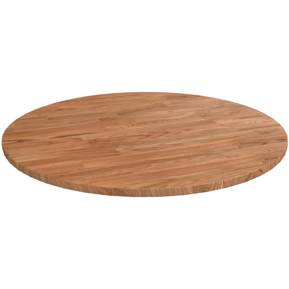 Piano Tavolo Rotondo Marrone Chiaro 50x1,5 Cm Rovere Trattato - Foto 1