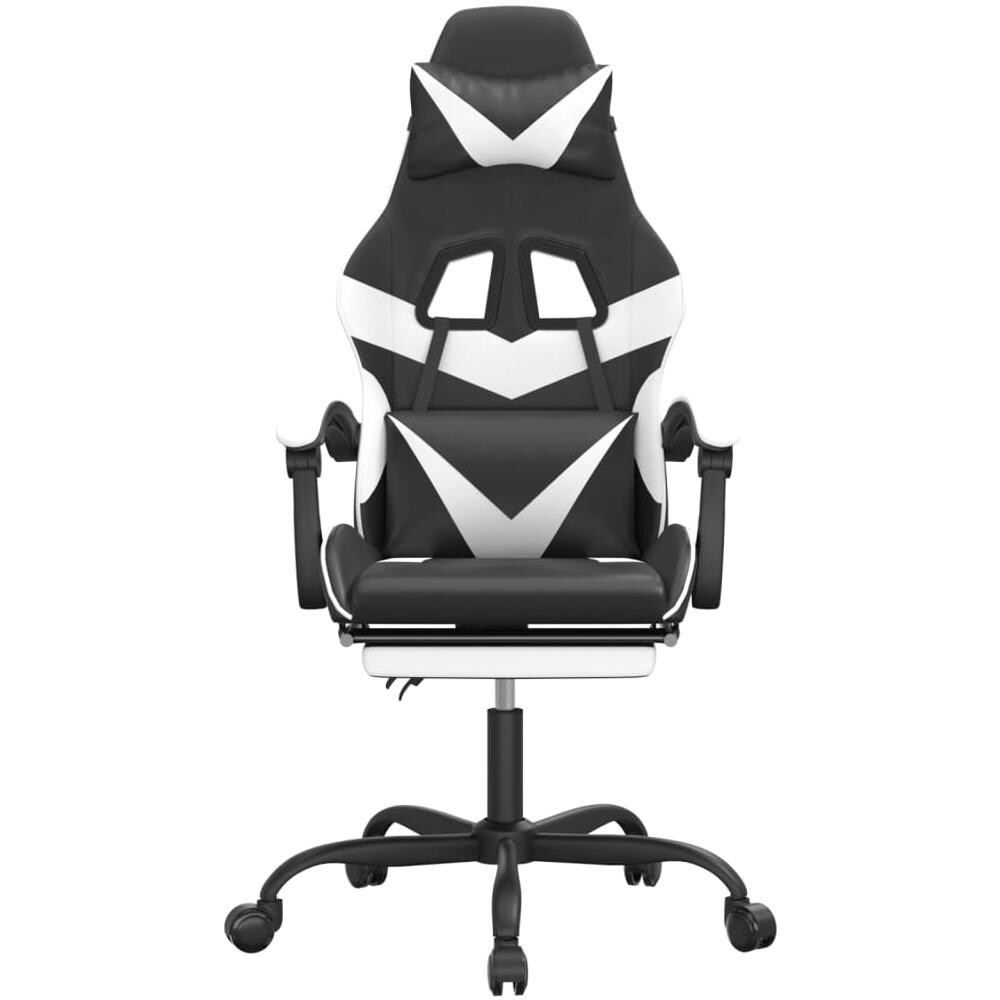 Sedia da Gaming Girevole Poggiapiedi Nero e Bianco Similpelle - Foto 3