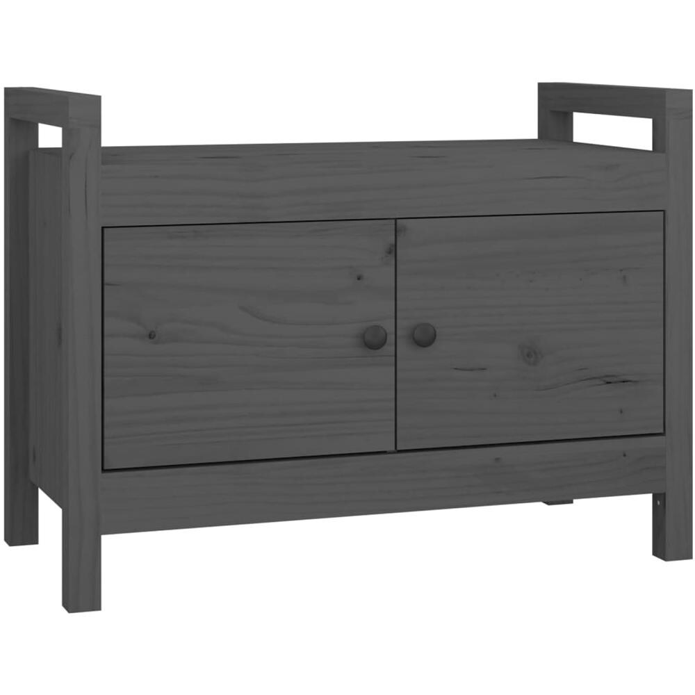 Panca Da Ingresso Grigio 80x40x60 Cm In Legno Massello Di Pino - Foto 2