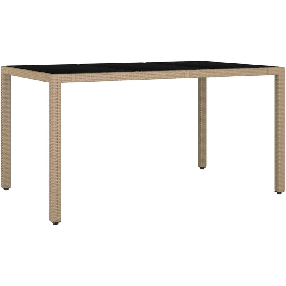 Tavolo Da Giardino Piano Vetro Beige Polyrattan Vetro Temperato - Foto 1
