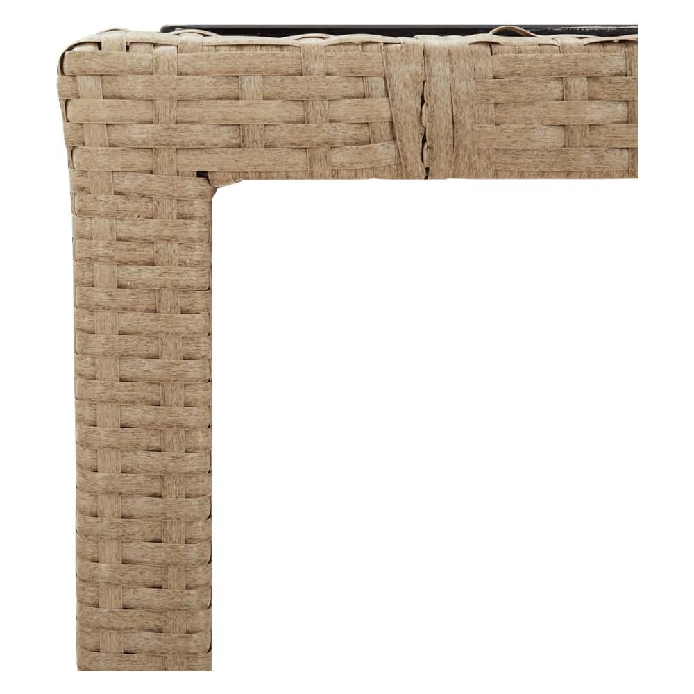 Tavolo Da Giardino Piano Vetro Beige Polyrattan Vetro Temperato - Foto 5