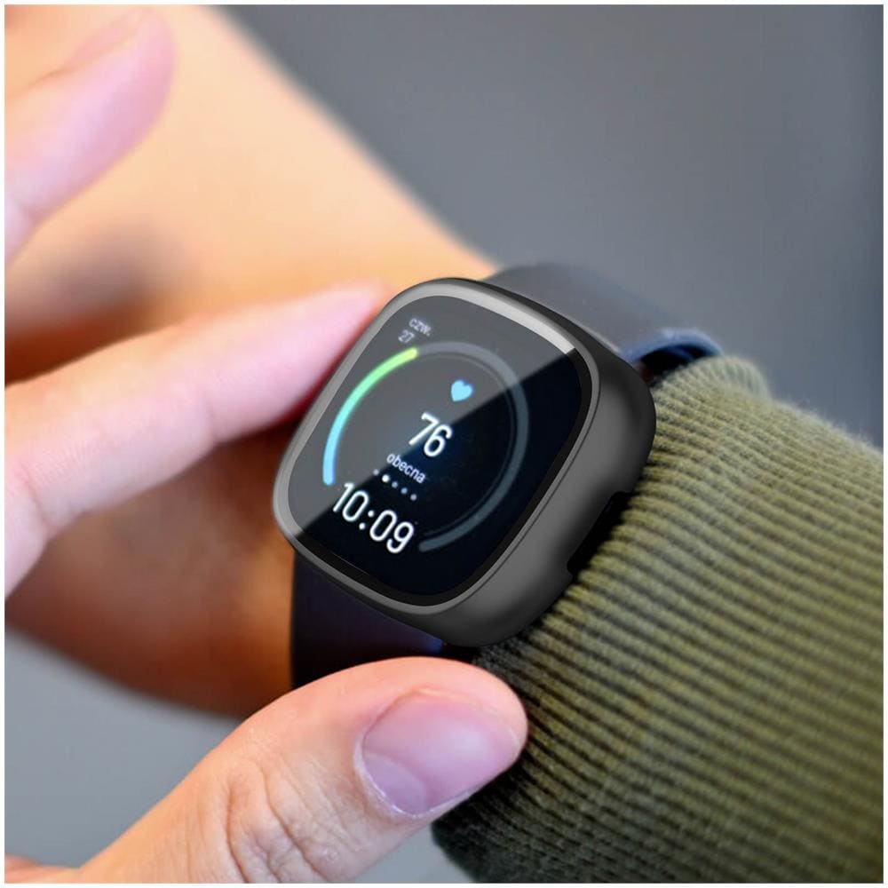 Cover Nera Con Vetro Temperato Per Fitbit Versa 4 E Fitbit Sense 2 - Foto 2