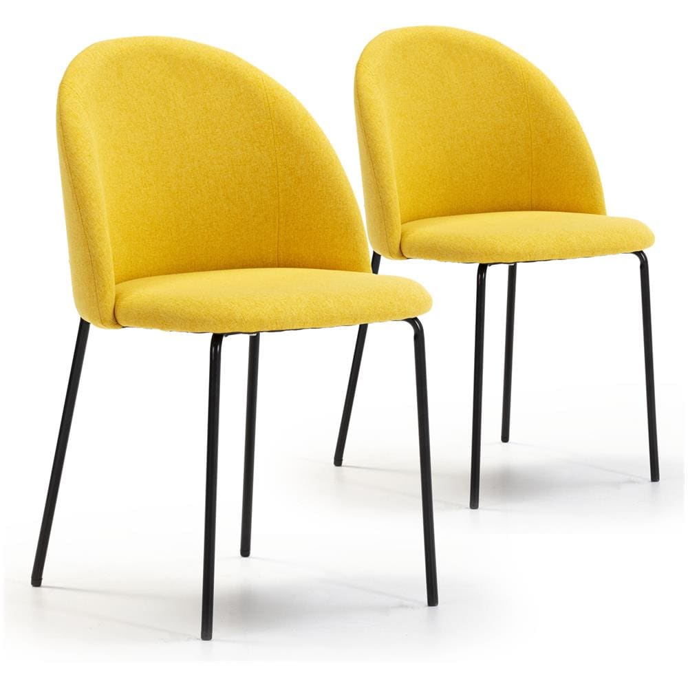 Set Di 2 Sedie Da Pranzo Kenia Imbottite Senape, 43 X 47 X 78,5 Cm - Foto 1
