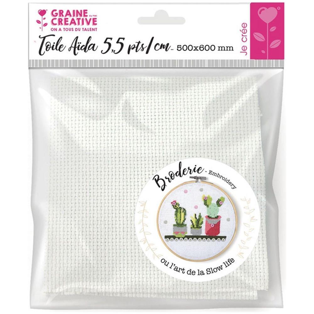 2 Tele Aida 5,5 Punti/cm Bianco 50 X 60 Cm - Foto 1