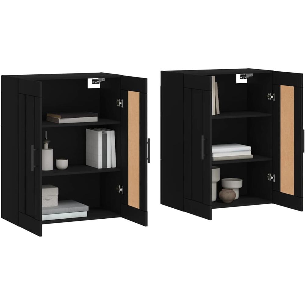 Armadietti A Parete 2 Pz Neri In Legno Multistrato - Foto 3