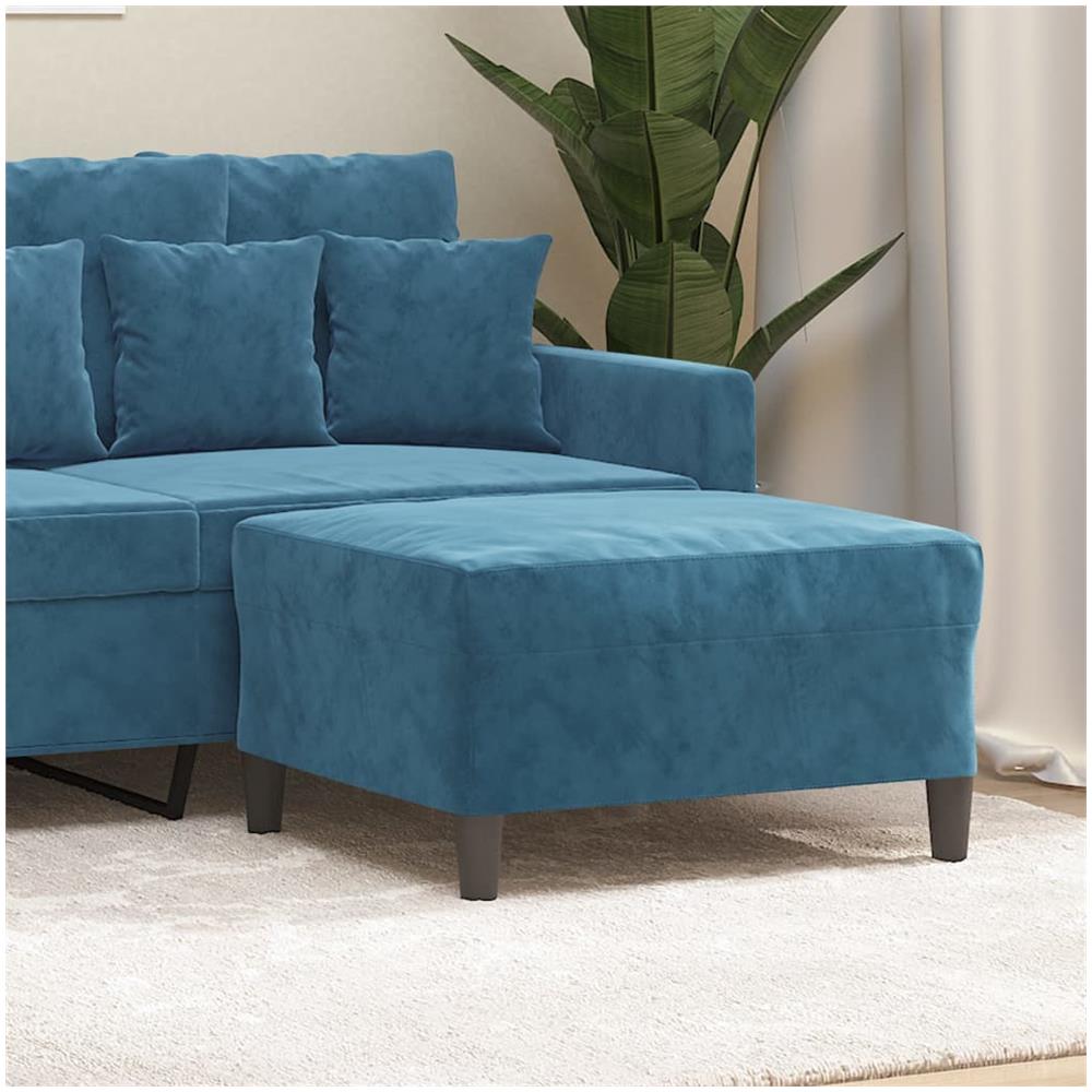 Poggiapiedi Blu 70x55x41 Cm In Velluto - Foto 1