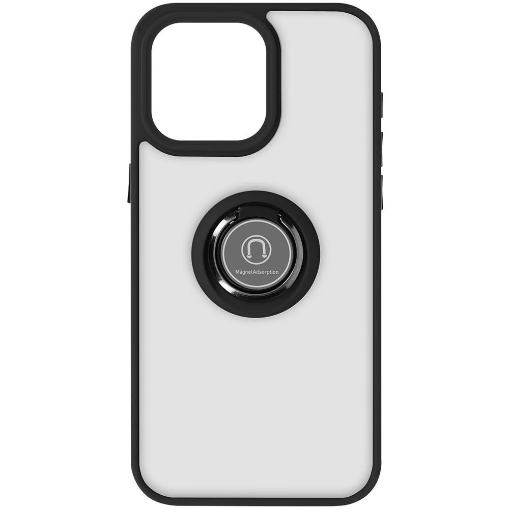 Cover Per Iphone 15 Pro Anello Metallico Supporto Serie Ringrip Bordo Nero - Foto 1