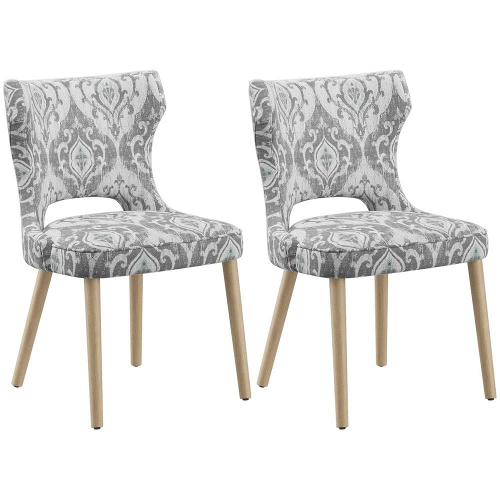 Set di 2 Sedie da Pranzo - Sedie Imbottite con Schienale Alto Stile Club, Rivestimento Jacquard, per Sala da Pranzo, Cucina e Soggiorno - Foto 1