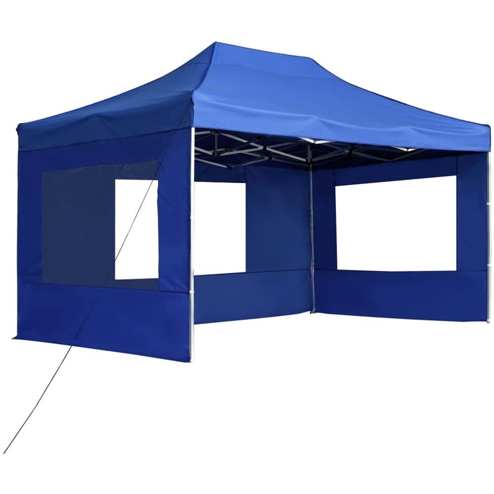 Gazebo Professionale Pieghevole Pareti Alluminio 4,5x3m Blu - Foto 2