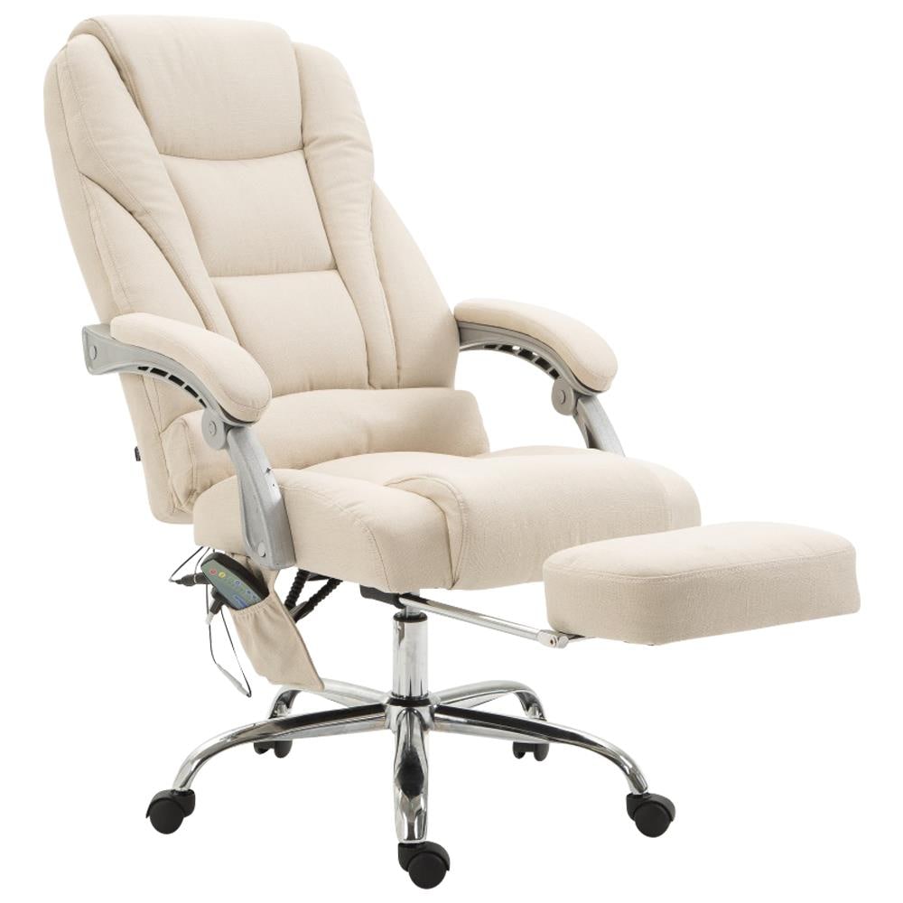 Sedia Ufficio Massaggiante Pacific in Stoffa I Poltrona Relax con Poggiapiedi I Sedia Studio Ergonomica Regolabile con Funzione Massaggio Crema - Foto 2