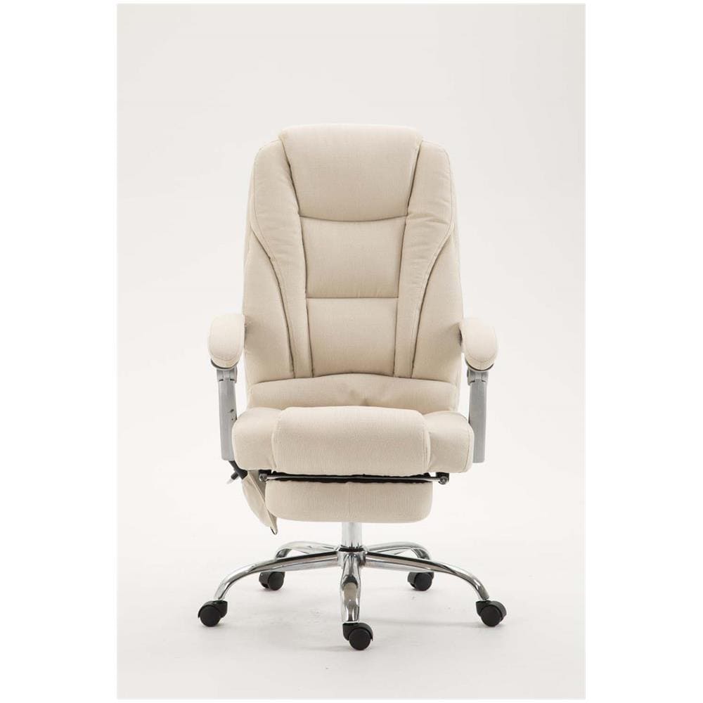 Sedia Ufficio Massaggiante Pacific in Stoffa I Poltrona Relax con Poggiapiedi I Sedia Studio Ergonomica Regolabile con Funzione Massaggio Crema - Foto 5
