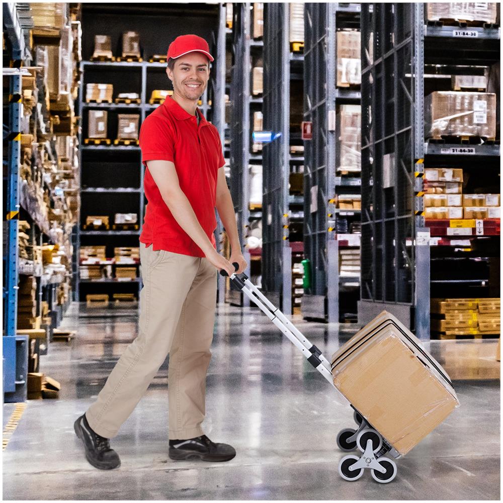 Carrello Portapacchi Pieghevole In Alluminio Con 6 Ruote Per Scale Carico 70kg - Foto 8